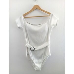 NEW Roxy Bright White Mind Of Freedom‎ Off-Shoulder One-Piece Swimsuit XL Travel